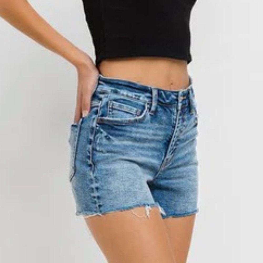 Flying Monkey High Rise Embroidered Raw Hem Denim Shorts. NWOT! Sz 25 - Picture 4 of 11